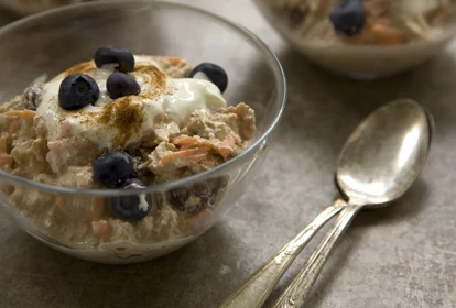 three carrot cake overnight oat bowls