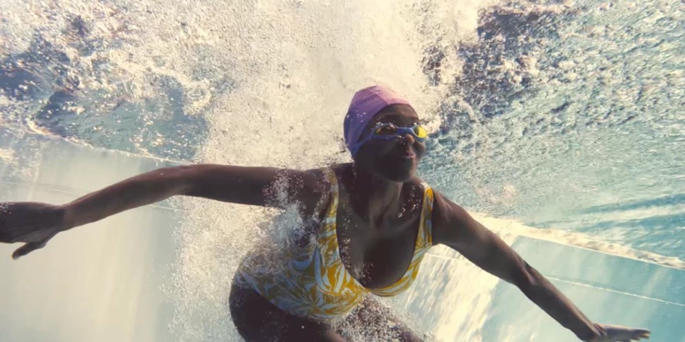 swimming woman under the water